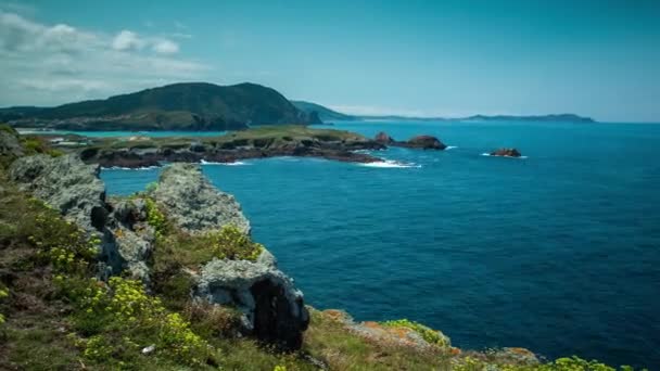 Skaliste Wybrzeże Timelapse Costa Morte Punta Frouxeira Galicja Hiszpania — Wideo stockowe