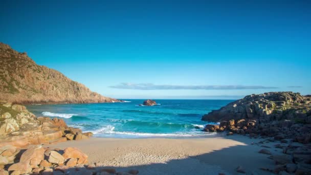 Timelapse Bella Spiaggia Pedrosa Vuota Galizia Spagna — Video Stock