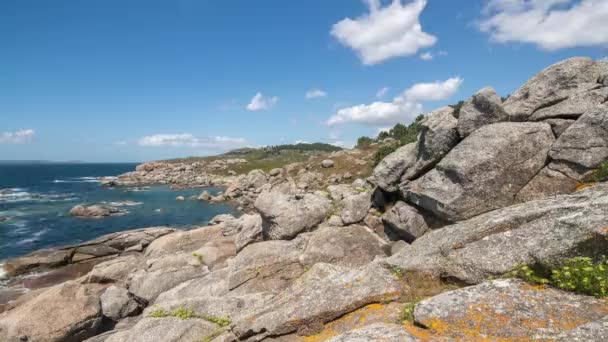 Timelapse Vackra Stranden Playa Lagos Kusten Galicien Spanien — Stockvideo