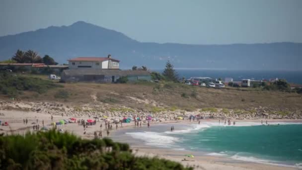 Timelapse Larino Strand Vid Kusten Galicien Spanien — Stockvideo