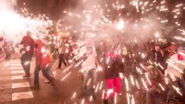 西班牙巴塞罗那 2018年9月22日 拉默斯节期间街头的人们 — 图库视频影像