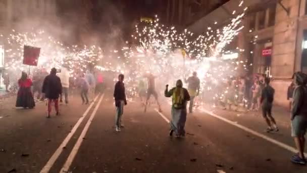 Barcelona Espanha Setembro 2018 Pessoas Rua Durante Festival Merce — Vídeo de Stock