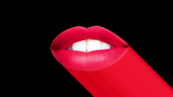 Secuencia Diferentes Imágenes Labios Rojos Mujer — Vídeo de stock