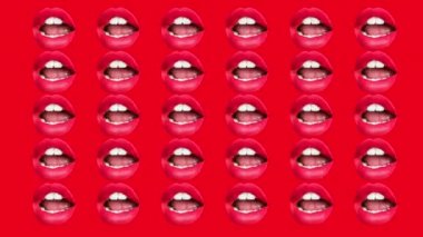 Kadın dudak renkli arka plan üzerinde farklı görüntü dizisi