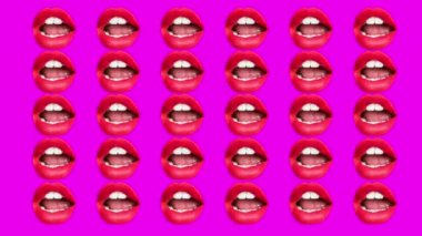 Kadın dudak renkli arka plan üzerinde farklı görüntü dizisi