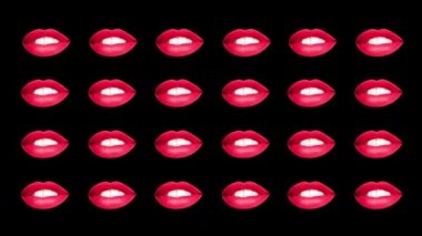 Kadın kırmızı dudak siyah arka plan üzerine farklı görüntüler
