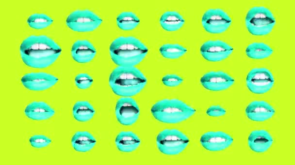Different Images Woman Lips Colorful Background — Stock Video