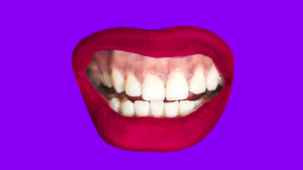 カラフルな背景の女性の唇の異なる画像のシーケンス — ストック動画