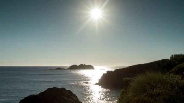 Vacker Utsikt Över Solnedgången Över Havet Galicien Spanien — Stockvideo