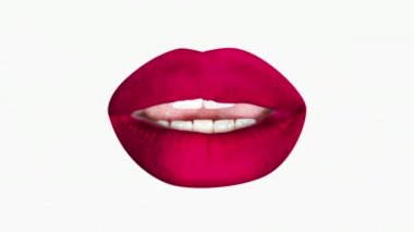 Kadının dudakları beyaz arka plan üzerinde farklı görüntülerini dizisi