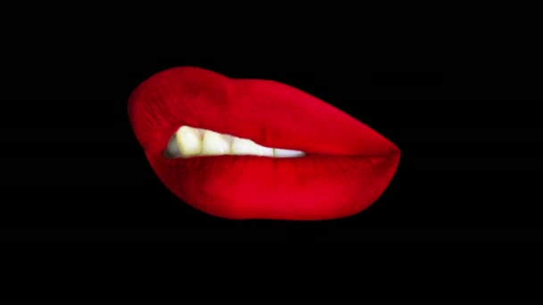 Volgorde Van Verschillende Afbeeldingen Van Vrouw Rode Lippen — Stockvideo