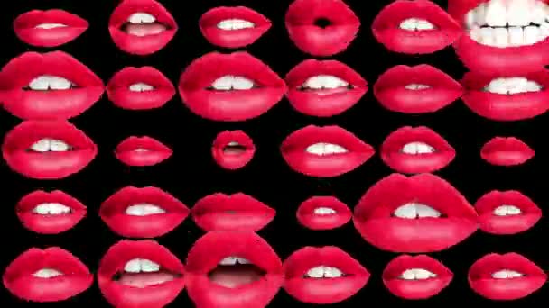 Different Images Woman Red Lips Black Background — Stock Video