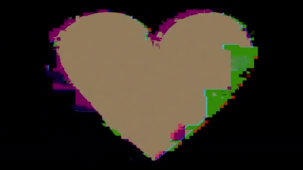 Pumping Heart Shape Glitch Distortion Effects — Stock Video