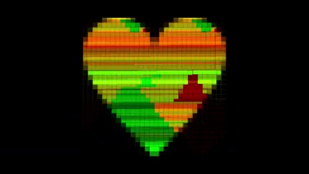 Σχήμα Καρδιάς Εφέ Δυσλειτουργίας Και Παραμόρφωσης Μαύρο Φόντο — Αρχείο Βίντεο
