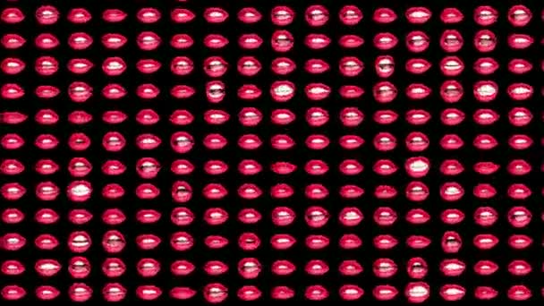 黒の背景に女性の赤い唇の別画像 — ストック動画