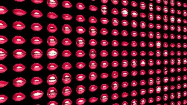 Different Images Woman Red Lips Black Background — Stock Video