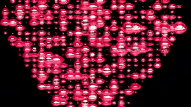 Große Sequenz Verschiedener Bilder Von Schönen Lippen Herzform — Stockvideo