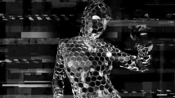 Dancer Disco Ball Suit Moving Black Background — Stock Video