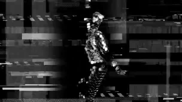 Dancer Disco Ball Suit Moving Black Background — Stock Video