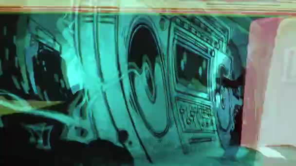 Dessin Artiste Graffiti Boombox Sur Mur Béton — Video