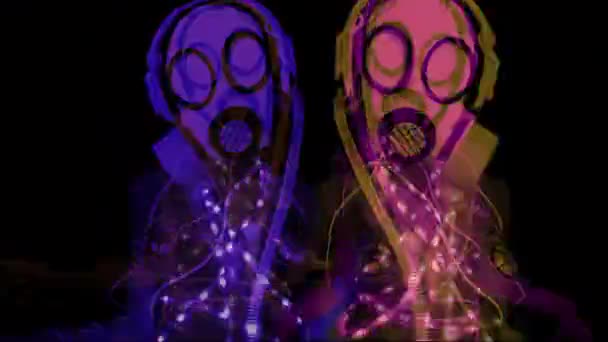 Led Işıklar Gaz Maskesi Üstsüz Kadın — Stok video