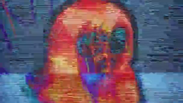 Zbliżenie Manekina Głowy Okulary Peruka — Wideo stockowe