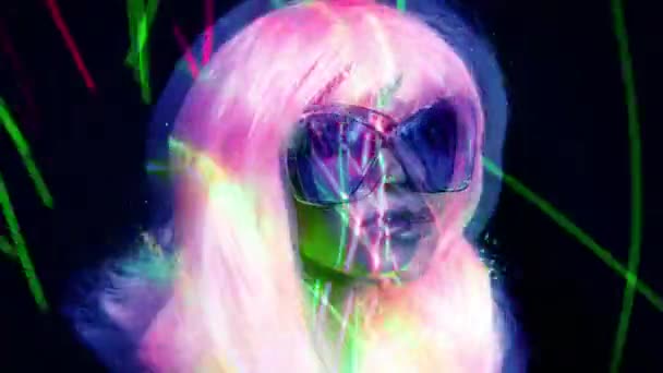 Close Mannequin Head Sunglasses Wig — Stock Video