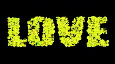 Siyah arka planda kelime aşk animating türü
