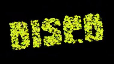 Siyah arka plan üzerinde kelime disko türü hareketlendirme