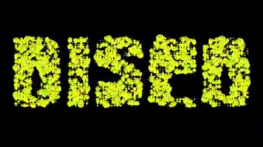 Siyah arka plan üzerinde kelime disko türü hareketlendirme