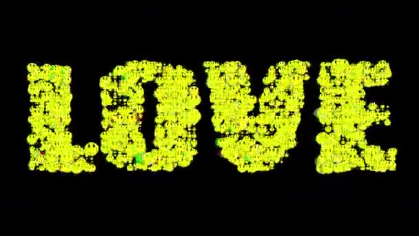 Siyah Arka Planda Kelime Aşk Animating Türü — Stok video