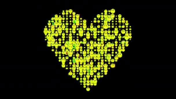 Siyah Arka Plan Üzerinde Kalp Şekli Nin Animating Türü — Stok video