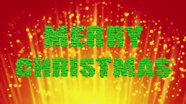 Merry Christmas Belettering Kloppend Rode Gele Lichten Achtergrond — Stockvideo