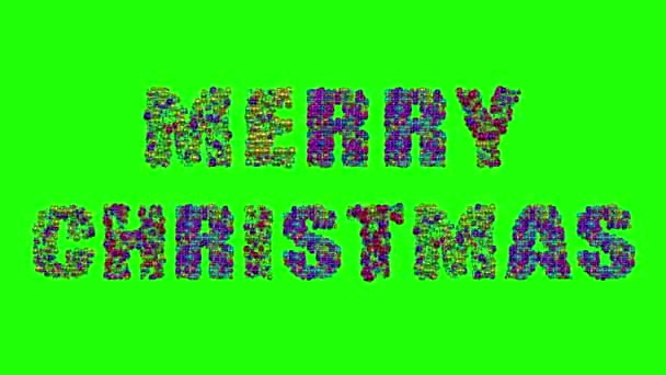 Animeren Type Voor Merry Christmas Belettering Groene Achtergrond — Stockvideo