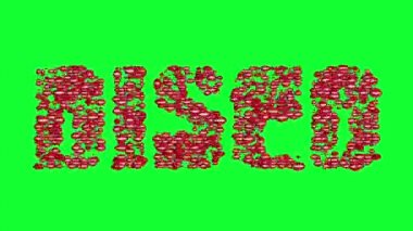 Yeşil arka plan üzerinde kelime disko türü hareketlendirme