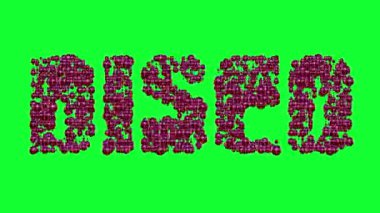 Yeşil arka plan üzerinde kelime disko türü hareketlendirme
