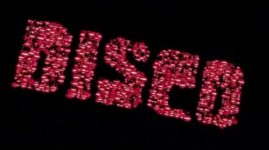 Siyah arka plan üzerinde kelime disko türü hareketlendirme
