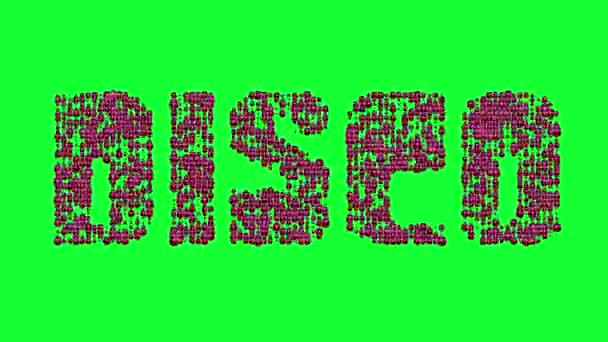 Animating Type Word Disco Green Background — Stock Video