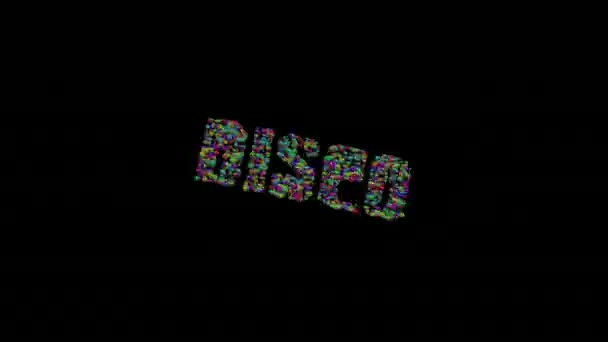 Animating Type Word Disco Black Background — Stock Video