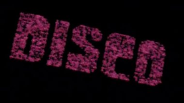 Siyah arka plan üzerinde kelime disko türü hareketlendirme