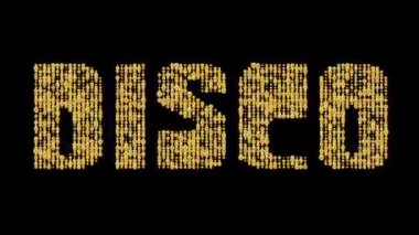 Siyah arka plan üzerinde kelime disko türü hareketlendirme