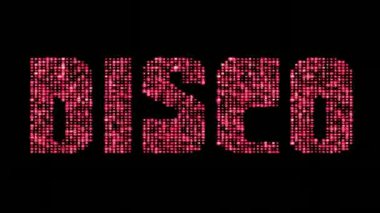 Siyah arka plan üzerinde kelime disko türü hareketlendirme