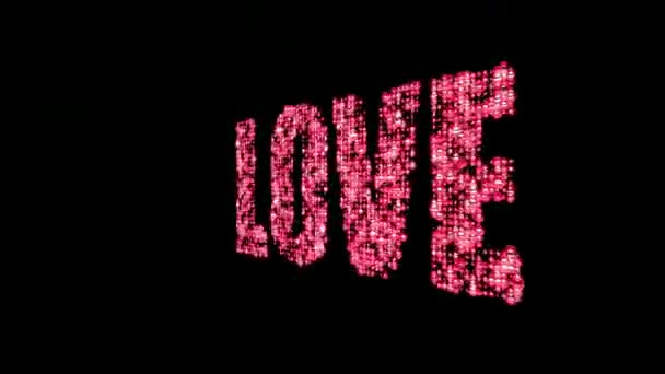 Animating Type Red Word Love Black Background — Stock Video