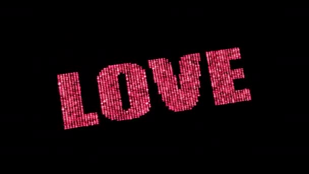 黒の背景に赤の単語の愛のアニメーションの種類 — ストック動画