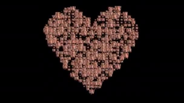 何千枚もの画像が心臓の形に脈動し — ストック動画