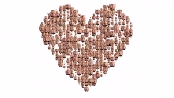 Thousands Different Images Made Heart Shape Pulsating — Stock Video