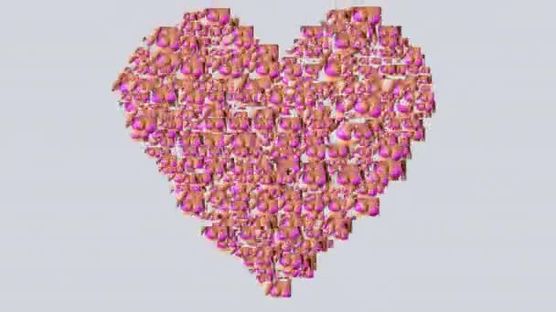 Large Collection Different Images Made Heart Shape Pulsating — Stock Video