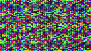 Siyah arka plan üzerinde küçük dikdörtgenler ile renkli ızgara deseni