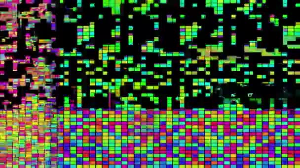 Colorful Grid Pattern Small Rectangles Black Background — Stock Video
