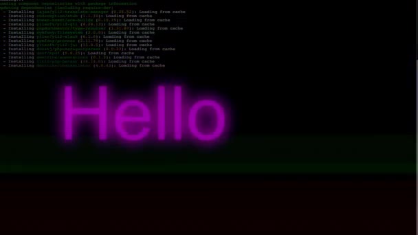 Hello World Text Repeating Computer Screen — Stock Video